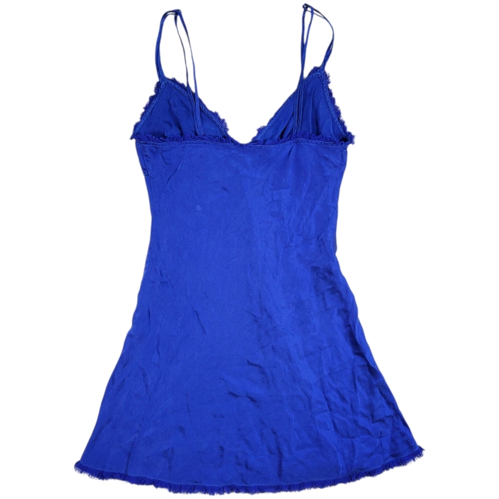 VTG Victoria's Secret Womens Dress S Royal Blue Y2K Silk Babydoll Slip Raw‎ Edge - Picture 2 of 15